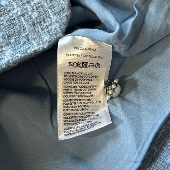 Anthropologie Maeve Sleeveless Tweed Blazer Mini Dress Light Blue Sz 6 NEW - Picture 11 of 14